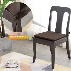 Set van 2 stoelkussens, 1 x traagschuim stoelkussen, prachtige stof stoelkussen, wollig stoelkussen, zitkussen voor stoelen in huis en tuin collectie, donkerbruin