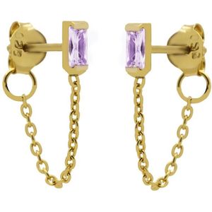 Karma Oorknoppen chain zirkonia single Lavender