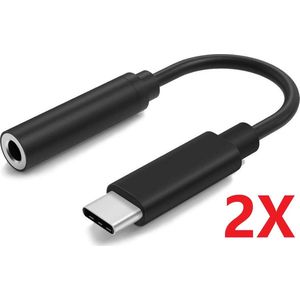 CVD® High Quality USB-C naar Jack 3.5mm adapter kabel - DAC Chip - Hi-Fi Support - Geschikt voor Samsung / Huawei / Xiaomi - USB C naar Headphone Jack - USB C naar Aux Headphone Jack - 0,1 m - Zwart X2