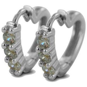 Silventi 9SIL- 21477 Zilveren Oorringen - Dames - Hartjes - Zirkonia - Scharnier - 11 x 15 mm - Rhodium - Zilver