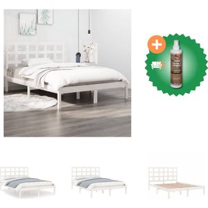 vidaXL Bedframe massief hout wit 180x200 cm 6FT Super King - Bed - Inclusief Houtreiniger en verfrisser