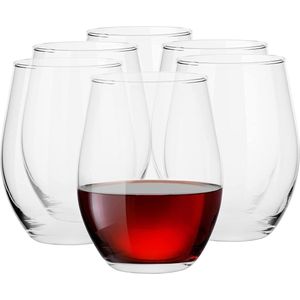 Stemless wijnglazen set wijnbeker platte bodem wijnglazen stemless glazen tuimelaars voor rode of witte wijn drinkbekers | vaatwasmachinebestendig | collectie Sofia | 580 ml | set van 6 stuks