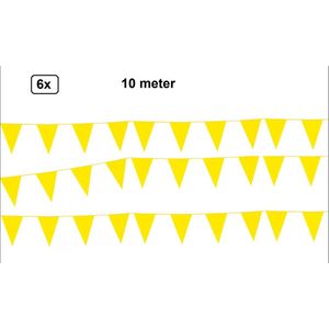 6x Vlaggenlijn geel 10 meter -1 kleur - vlaglijn festival feest party verjaardag thema feest kleur