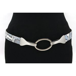 A-Zone Dames afhangriem blauw pastel - dames riem - 3 cm breed - Blauw pastel - Echt Leer - Taille: 125cm - Totale lengte riem: 140cm