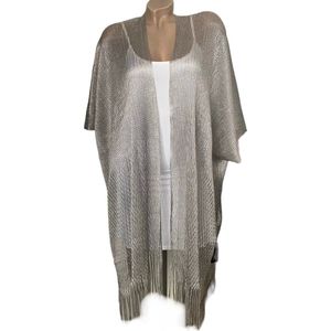 Kaftan - Vest - Omslagsjaal glanzend in het effen kleur zilver/grijs