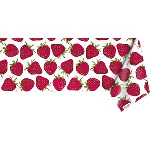 Raved Tafelzeil Aardbeien  140 cm x  300 cm - Rood - PVC - Afwasbaar