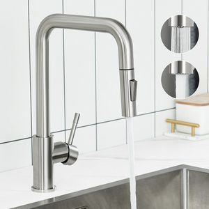CECIPA max Keukenkraan Met Uittrekbare Uitloop - Keuken kranen van roestvrij staal - Handdouche -Keukenkraan Uittrekbaar – Keukenmengkraan - Zilver