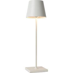 Lucide JUSTIN Oplaadbare Tafellamp Binnen/Buiten - Accu/Batterij - Ø 11 cm - LED Dimb. - 1x2,2W 2700K/3000K - IP54 - 3 StepDim - Wit