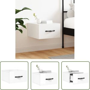 The Living Store Nachtkastje wandgemonteerd 35x35x20 cm hoogglans wit - Wandlamp - Nachtkastje - Slaapkamer Meubilair - Houten Meubel - Wit Meubel