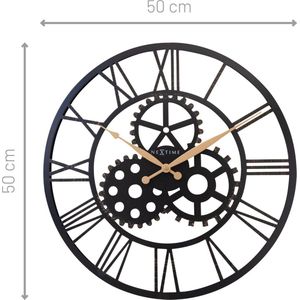 Grote Romeinse wandklok - 50cm - Stil - Open Ontwerp - Metaal - ""Birmingham"" -NeXtime NE-3280ZW