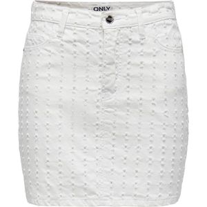Only Rok Onlmaddie Hw White Punch Dnm Skirt Mae 15290467 Off White Denim Dames Maat - S