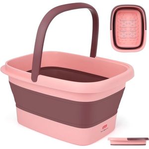 Voetbad met massage, Opvouwbaar voetbad, Voetbad met massage, met handvat, Draagbare voetmassage (roze)