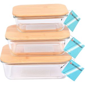 Glazen Vershoudbakje met Bamboo Deksel Borosilicaat | Perfect voor Volwassenen - 640 ml |Gebruik als Saladebox en Broodtrommel