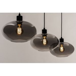 Lumidora Hanglamp 31041 - 3 Lichts - E27 - Zwart - Grijs - Metaal