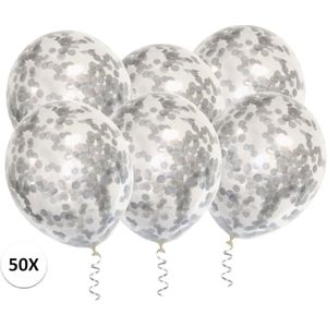 Zilveren Confetti Ballonnen 50 Stuks Luxe Feestversiering Verjaardag Bruiloft Ballon Zilvere\ Papier Confetti Ballon