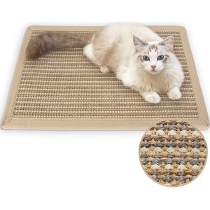 Kattenkrabmat, 40 x 60 cm (23.6 x 15.7 inch) natuurlijke sisal-krabmatten voor katten, horizontaal krabtapijt voor katten, beschermt tapijten en banken (crème - dikker)