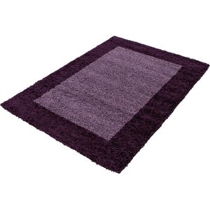 Tapijtenloods Basic Shaggy Kader vloerkleed Paars Hoogpolig- 120x170 CM