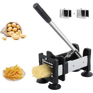 Roestvrij staal professionele frietsnijder - 12 mm en 9 mm messen - antisliptechnologie - groentesnijder - heteluchtfriteuse Frietsnijder