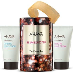 AHAVA The Power Duo - Dagelijkse Hydratatieboost | Inclusief Mineralen Handcrème & Bodylotion | Lotion voor dames & heren | Moisturizer voor een droge huid & handen | Verwenbox - Set van 2