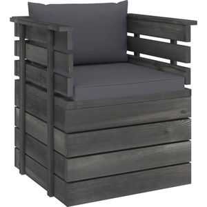 vidaXL Tuinfauteuil - Grenenhout - Inclusief Kussens Tuinfauteuil - Lounge Stoel - Buiten Meubilair - Paletten Stijl - Grenenhout