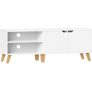 Signature Home Bambi Tv Kast met 2 deuren - TV-meubel - Kast voor tv's tot 60"" - tv-kast met verstelbare planken - industrieel - Wit - 40 x 140 x 50 cm
