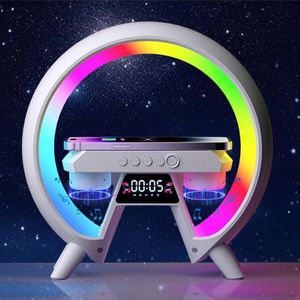 Nachtlampje met oplaadfunctie, wekker, touch dimbaar, 10 W, draadloze oplader, Bluetooth, muzieksynchronisatie