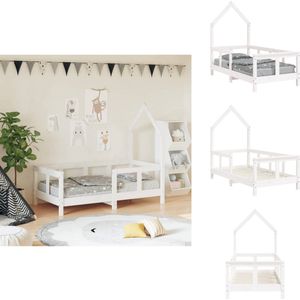 vidaXL Kinderbedframe - Kinderbedframes - Kinderbed - Peuterbed - Kinderbedframe 70x140 cm massief grenenhout wit