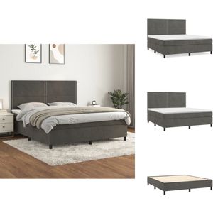 vidaXL Boxspring - Boxsprings - Bed - Slaapmeubel - Boxspring met matras fluweel donkergrijs 160x200 cm