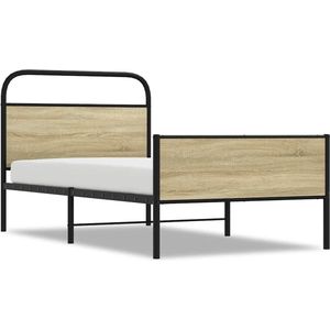 vidaXL - Bedframe - zonder - matras - bewerkt - hout - sonoma - eikenkleur - 90x190 - cm