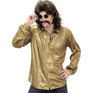 Goudkleurige disco blouse voor mannen - Verkleedkleding - Maat XL