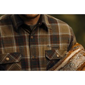 Finnveden Checked Padded Overshirt - Terracotta/Olive