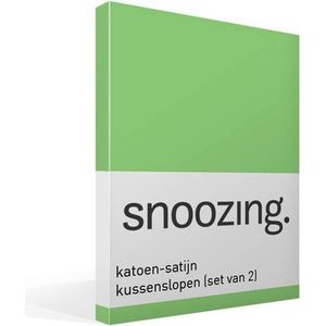 Snoozing - Katoen-satijn - Kussenslopen - Set van 2 - 50x70 cm - Lime