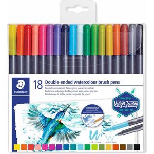 STAEDTLER Design Journey - Dubbele Brush pen met penseelpunt - set 18 st