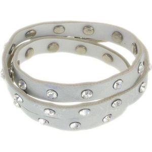 Behave Armband zilver kleur met steentjes 16 cm