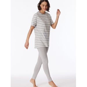 SCHIESSER Casual Essentials pyjamaset - dames pyjama lang T-shirt legging gestreept grijs-melange - Maat: 48