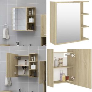 vidaXL Badkamerspiegelkast 62,5x20,5x64 cm bewerkt hout sonoma eiken - Spiegelkast - Spiegelkasten - Badkamerspiegelkast - Badkamerspiegelkasten