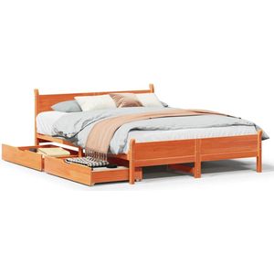 vidaXL - Bedframe - zonder - matras - massief - grenenhout - wasbruin - 120x200 - cm