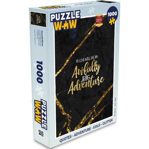 Puzzel Quotes - Adventure - Gold - Glitter - Legpuzzel - Puzzel 1000 stukjes volwassenen