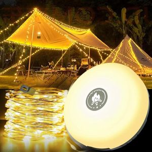 String Lights 4 in 1 Outdoor with 8 Lighting Modes - Lasts Up to 15 hrs - Portable Lantern Rechargeable - Power Bank - Yard Hiking Decoration - Holiday Christmas(32.8FT)