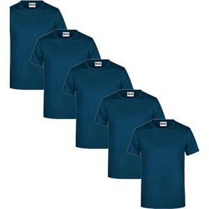 James & Nicholson 5 Pack Navy T-Shirts Heren, 100% Katoen Ronde Hals, Ondershirts Maat 3XL