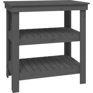 vidaXL Werkbank - Massief Grenenhout - Grijs - 78,5x50x80 cm Houten Werkbank - Werktafel - Gereedschapskast - DIY - Houtbewerking
