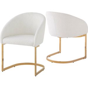Gotagee Cantilever stoel (2 stuks), gestoffeerde stoelen voor woonkamer, eetkamer, slaapkamer, ergonomische stoel, ijzeren poot stoel zilver, beige