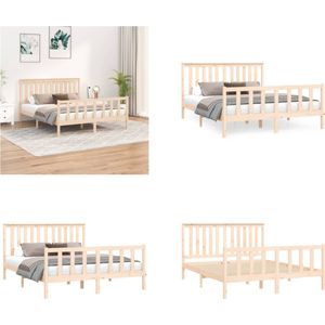 vidaXL Bedframe met hoofdbord grenenhout 150x200 cm 5FT King Size - Bedframe - Bedframes - Tweepersoonsbed - Bed