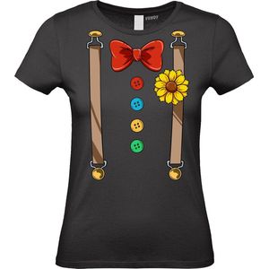 Dames T-shirt Bretels Kostuum | Carnaval | Carnavalskleding Dames Heren | Zwart | maat XS