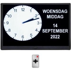 Dementieklok - NIEUW UPDATES - Kalenderklok met Datum en Dag - Afstandsbediening - Nederlandstalig - Digitaal - Analoog