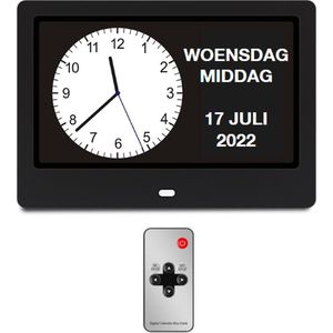 Dementieklok - Kalenderklok met Datum en Dag - Afstandsbediening - Nederlandstalig - Digitaal - Analoog
