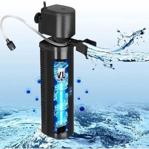 Aquariumfilter 150-560 liter - anti-algen U-V-zuiveraar - binnenfilter dompelpomp - 1500 l/u - kristalheldere algenvernietiger - waterpomp - zoet- en zoutwateraquaria