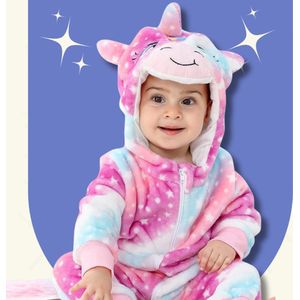 BoefieBoef Unicorn Dieren Onesie & Pyjama voor Peuters en Kleuters tot 4 Jaar - Kinder Verkleedkleding - Dieren Kostuum Pak - Eenhoorn