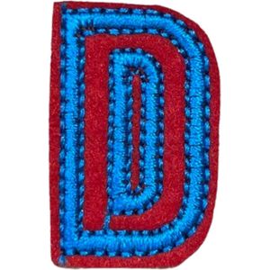 Alfabet Letter Strijk Embleem Patch Rood Blauw Letter D / 2 cm / 3.4 cm