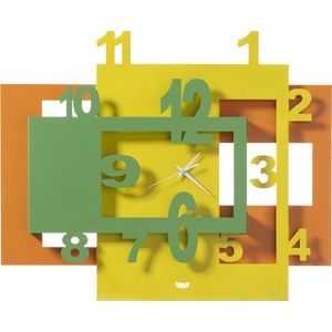 Arti e Mestieri Collectie - Handgemaakt – Zenith Pop Wandklok Oranje/geel/groen 60x49H cm